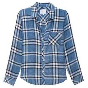 RAILS Hunter Lapis White Black Plaid Button Down | Small
